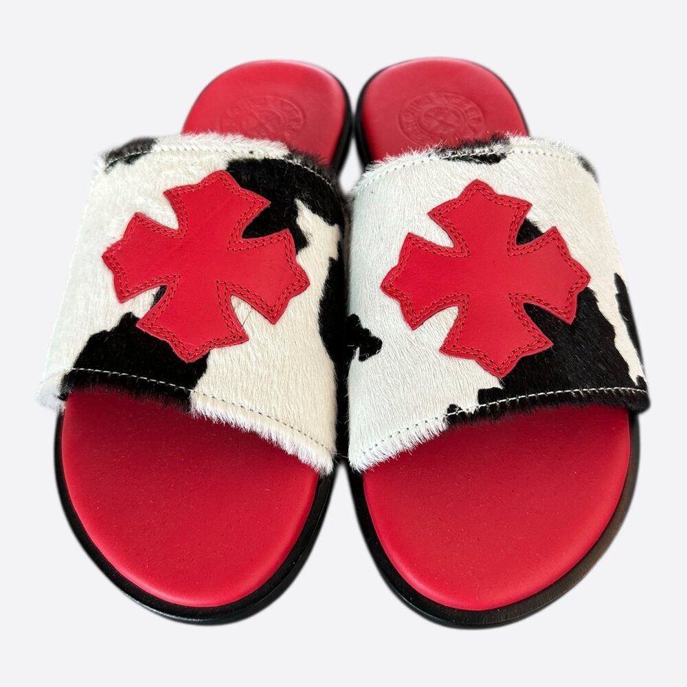 Chrome Hearts Red Cross Patch Cow Slides - image 2